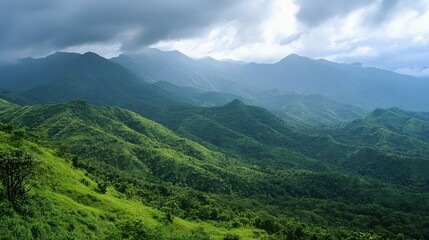 Naklejka premium Remote mountain ranges with vast, untouched landscapes