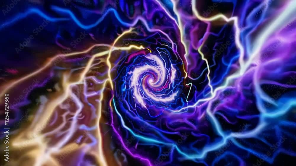Poster colorful swirling vortex with neon lights and abstract patterns