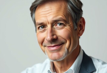 Photorealistic portrait of a male teacher with a warm expression