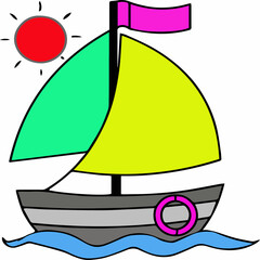 boat art with colorful design