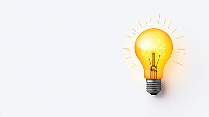 Bright light bulb glowing with creative energy, symbolizing innovation and ideas against a plain background
