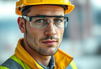 Fototapeta premium Male constructor worker on a construction site