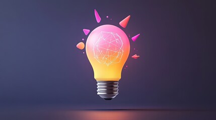 A vibrant light bulb with geometric designs and colorful shards, symbolizing creativity and innovation