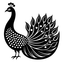 Peacock with a feather pattern silhouette vector illustration 
