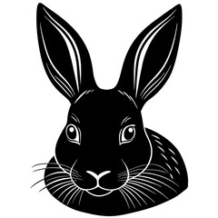 Rabbit with ears silhouette vector illustration 