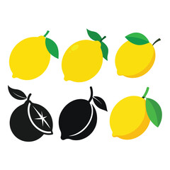 A vector silhouette of a lemon and lime set against a white background