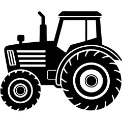 Tractor with a wheel arch  silhouette vector illustration 