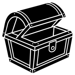 Treasure chest with a lid  silhouette vector illustration 