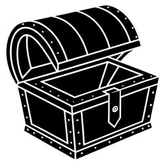 Treasure chest with a lid  silhouette vector illustration 