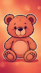 Obraz premium Cute cartoon bear character sitting on a colorful background with soft lighting and warm hues