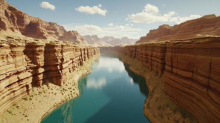 Serene canyon river landscape breathtaking view of nature majestic beauty