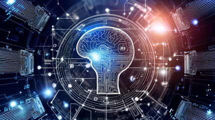 Obraz premium Ai in education concept. Digital brain symbolizing artificial intelligence and technology