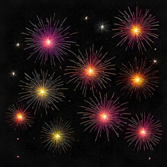 Fototapeta premium Neon glitter fireworks