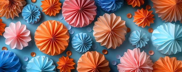 Pastel Paper Fans And Decorations Background