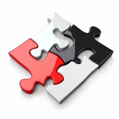 Colorful puzzle pieces interconnected on a white background showcasing collaboration, problem-solving, and creativity in design