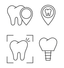 tooth dental implant outline icon set