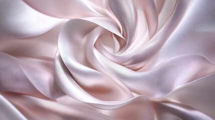 Obraz premium Close up of pink satin fabric with a soft blush swirl and tulip flower arrangement