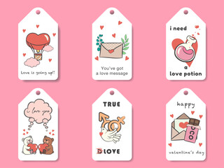 Hand drawn valentines day badge collection cute doodle art