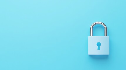 Fototapeta premium Blue Padlock on a Light Blue Background Representing Security and Protection Concepts in Digital Age