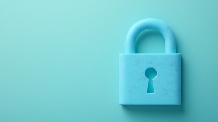 Blue padlock on a solid pastel green background symbolizing security, protection, and confidentiality in digital age
