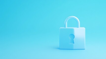 Blue Padlock on Solid Background Representing Security, Protection and Confidentiality in Digital Context