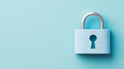 Blue Padlock with Keyhole on Soft Blue Background for Security and Safety Concept