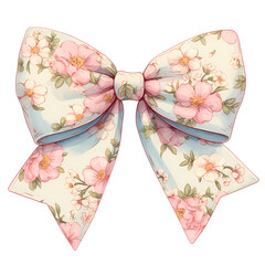 A lovely light blue bow with a delicate floral pattern. Perfect for adding a touch of elegance to any design!