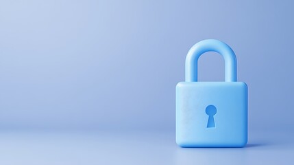 Blue Padlock with Keyhole on Soft Gradient Background for Security and Privacy Concepts in Digital Era