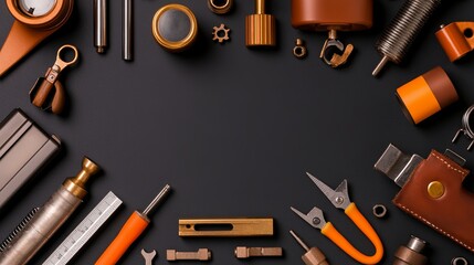 Isolated Tools on Gunmetal Gray Background