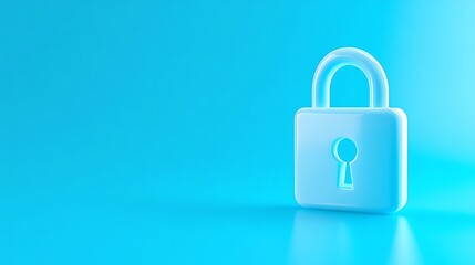 Fototapeta premium Bright Blue Background with a White Padlock Symbolizing Security and Protection in Digital World