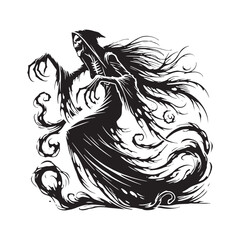 Banshee Vector- Minimalist Banshee Silhouette - Banshee Illustration.