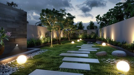 Beautiful backyard garden in home 