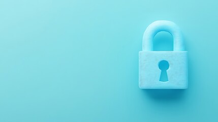 Fototapeta premium Colorful minimalistic design of a blue padlock on a soft blue background illustrating security and protection