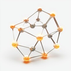 Fototapeta premium Abstract illustration of a three-dimensional geometric structure with glowing nodes and interconnected lines against a light background