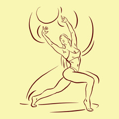 woman in yoga pose vector for card illustration decoration