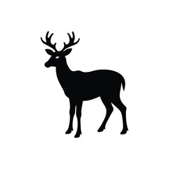 Silhouette Deer illustration in flat style.