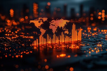 Dynamic gdp growth visualization with holograms global context data visualization digital environment futuristic perspective