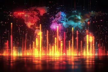 High-tech visualization of global gdp growth digital environment data representation holographic display contemporary concept