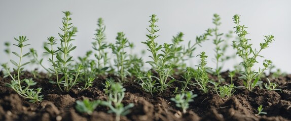 Fresh marjoram herbs growing in nutrient rich soil
