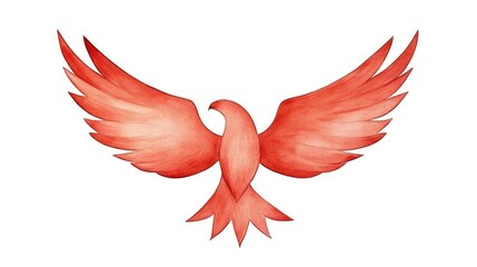 Fototapeta premium Vibrant red watercolor illustration of a majestic bird with expansive wings in flight
