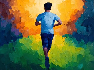 Obraz premium Health Activities Insurance Early A young person joyfully jogging through a vibrant park