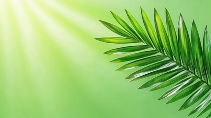 Obraz premium Green Palm Leaves on Blurred Background for Palm Sunday Concept