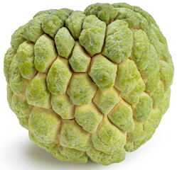 Custard apple a tropical fruit on white background, Fresh custard apple sweet fruit isolate on white PNG File.