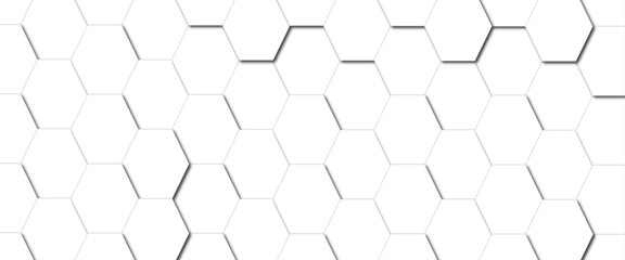 Vector technology background with hexagon concept design. Embossed Hexagon , honeycomb white shadow. Luxury White 3D futuristic honeycomb mosaic white. 