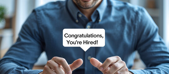 Job Seeker Reading an Exciting Job Offer Email with a Happy Expression