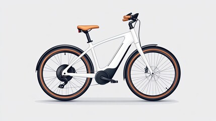 Fototapeta premium Modern electric bicycle with a sleek design, set against a minimalist background, showcasing innovation