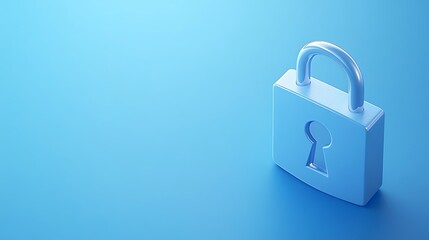 Flat design illustration of a blue padlock on a vibrant blue background for security and privacy concepts