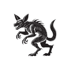 Chupacabra Vector - Minimalist Chupacabra Silhouette - Illustration of Chupacabra - Mysterious Monster Design.