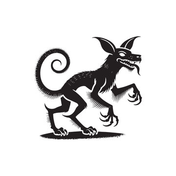 Chupacabra Vector - Minimalist Chupacabra Silhouette - Illustration of Chupacabra - Mysterious Monster Design.