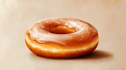 Whimsical donut drawing with glossy glaze and playful sprinkles, great for food branding or culinary projects, in a minimalist style